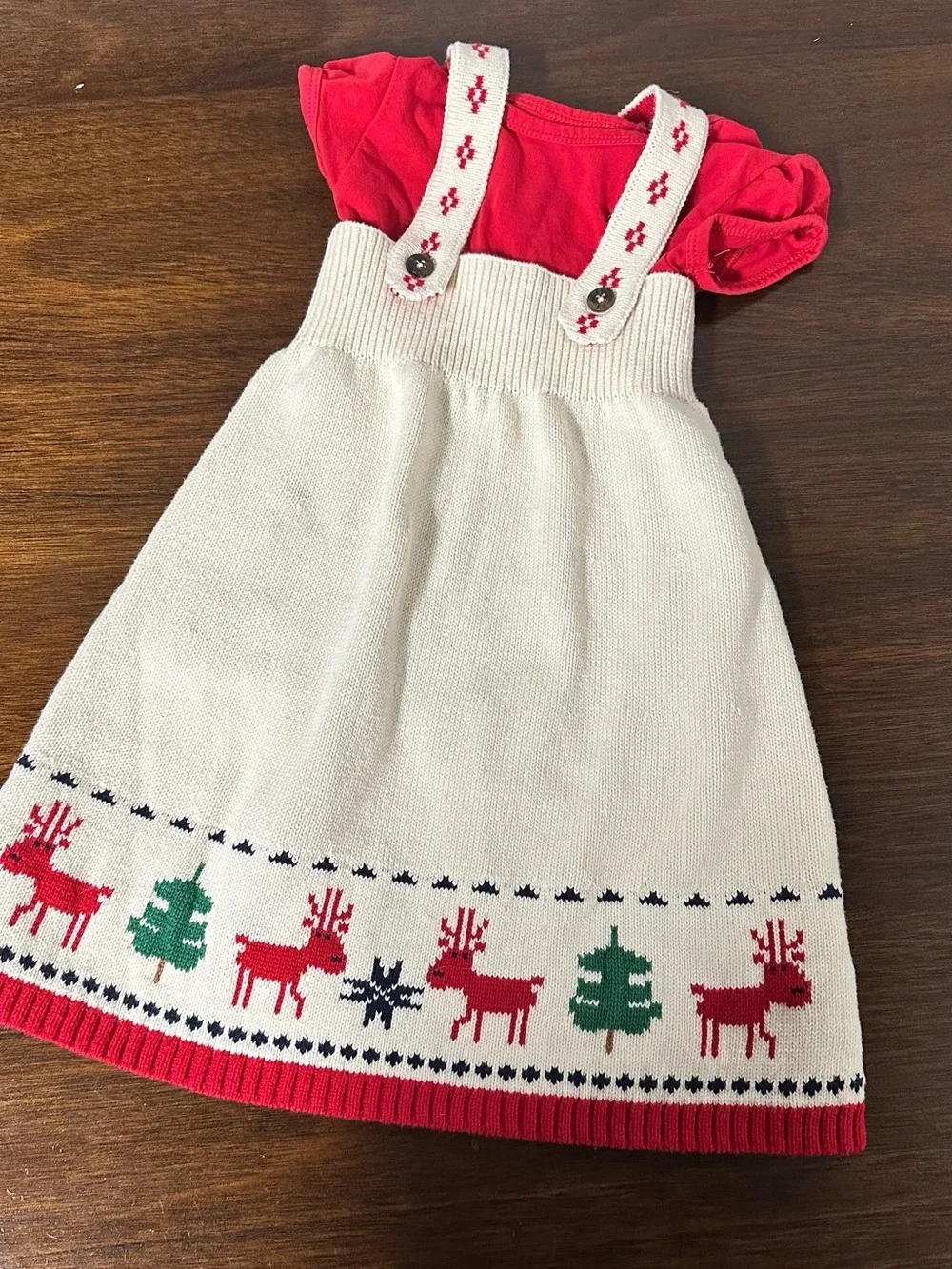 Hanna Andersson Cream Toddler Christmas Jumper Red and Navy Fair Isle Reindeer
